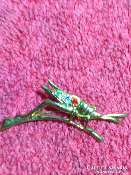 Vintage old retro women's badge pin brooch copper grasshopper from the 1960s
