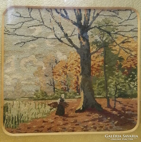 Rock collector. Pin tapestry miniature in a glazed frame