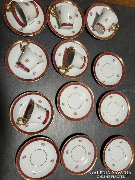6 Cups 12 coasters German porcelain gilded coffee set