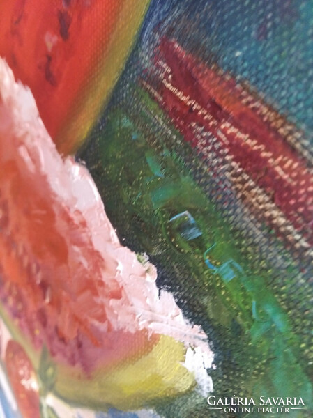 Antyipina Galina: Görögdinnye, olajfestmény, vászon, 40x30cm