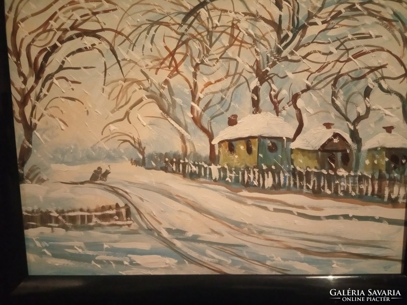 Festmény  ! Hóviharban hazafelé