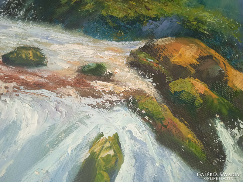Antiipina galina: waterfall. Oil painting, canvas. 40X40cm