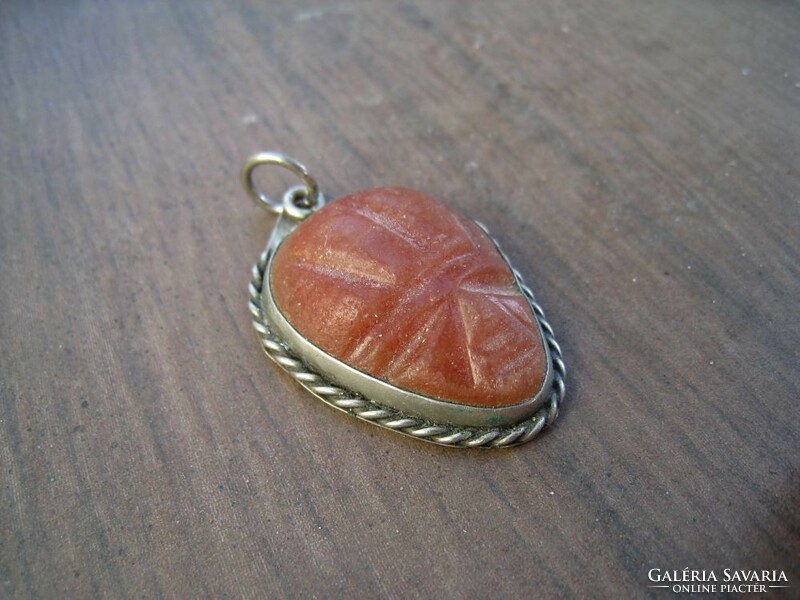Old Mexican pendant, amulet, mineral face shape