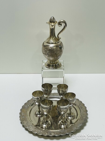 Silver liqueur set with tray