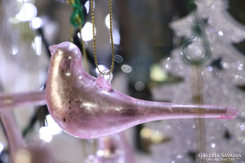 6 Pieces pink glass bird Christmas tree decoration ii.