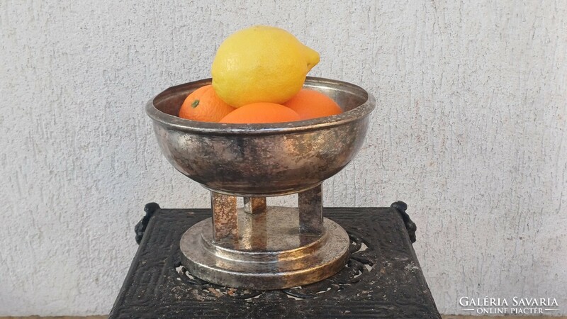 Art deco table centerpiece, silver-plated with fruit.