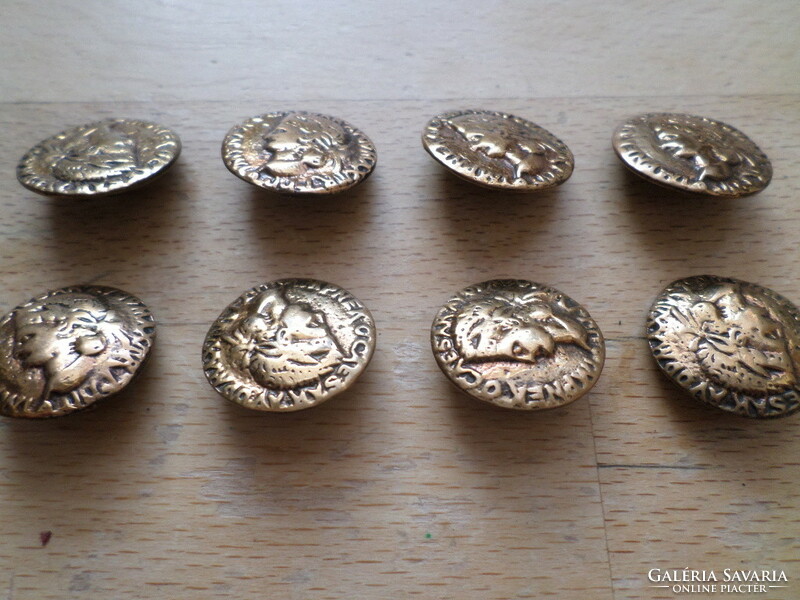 8 Pcs old copper metal button coin imitation 22.7 mm