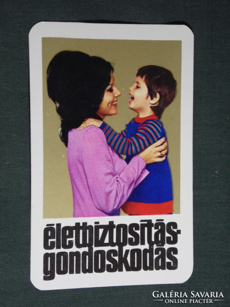 Kártyanaptár, Állami Biztosító, életbiztosítás, gyerek, női modell, 1974,   (5)