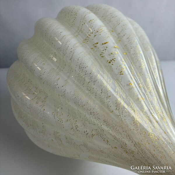 Large gold mother-of-pearl interniluce Italian glass table lamp from the 70s