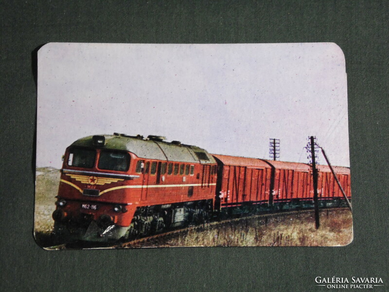 Card calendar, Váv railway, transport, m62-116 diesel locomotive assembly, 1974, (5)