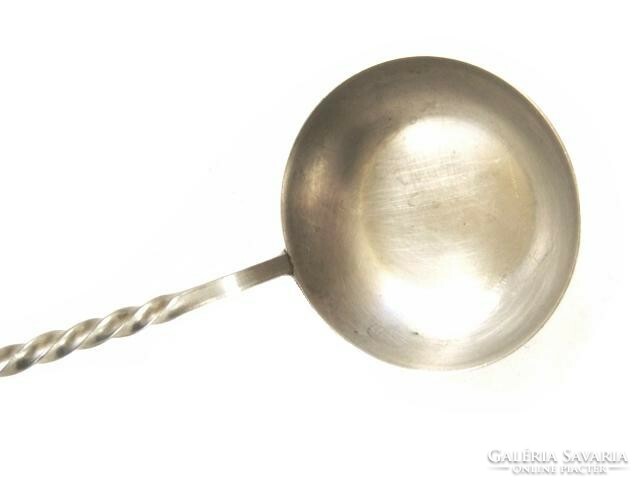 Ornate old Russian ladle with silver alloy twisted handle