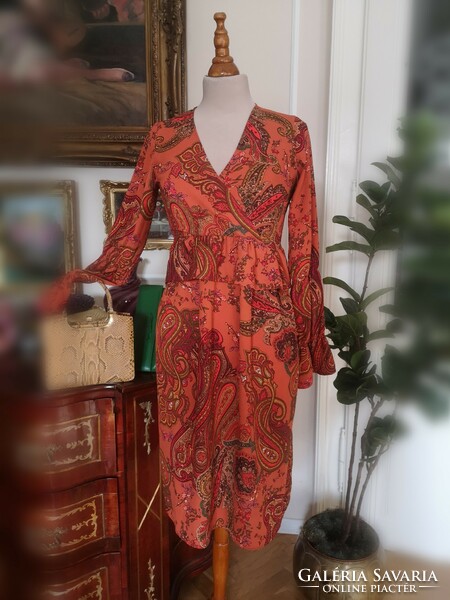 Rue paris 36 casual, oriental pattern, twisted party dress