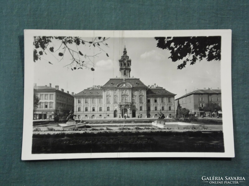 Postcard, Szeged, Széchenyi square, town hall, view, detail