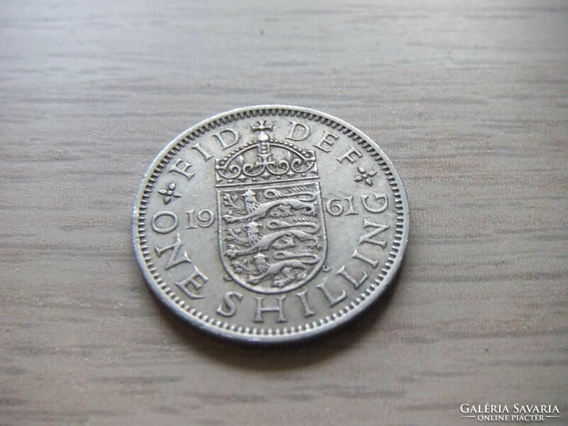1 Shilling  1961   Anglia  ( Angol címer Három Oroszlán a Koronázási Pajzson  )