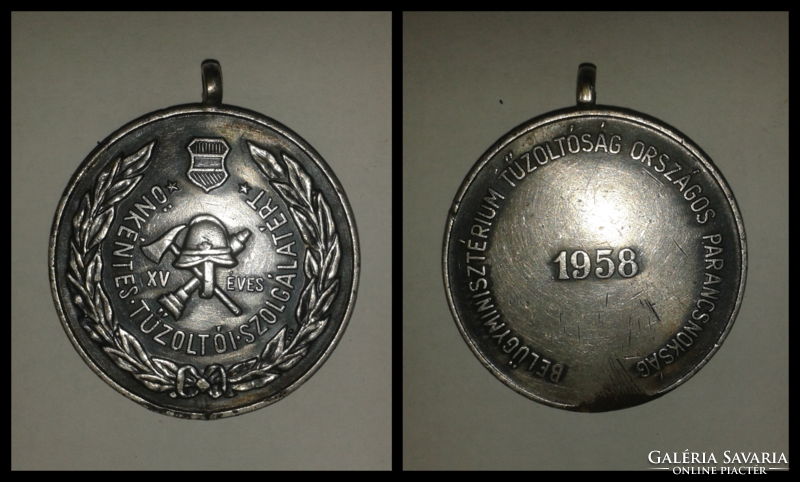 Medal for 15 years of voluntary fire service, 1958