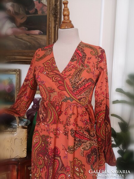Rue paris 36 casual, oriental pattern, twisted party dress