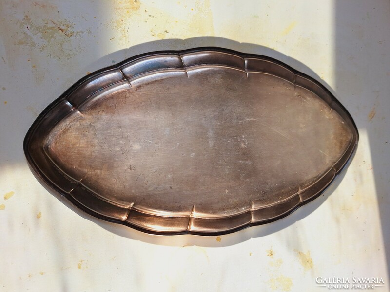 Art-deco style silver plated? Heavy metal tray 41 cm long cheaply!