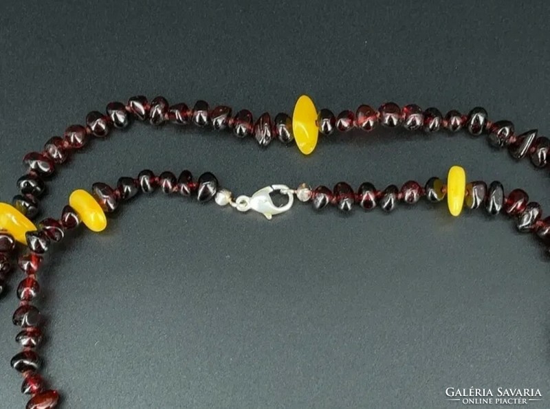 Amber necklace, 925 ös, with sterling lock - new