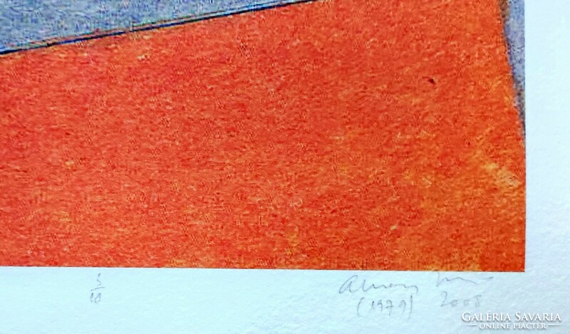 Aknay János sokszorosított grafika 30x38cm  1/18  számozott   szignózott merított papí