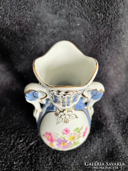 Royal Dux Bohemia cseh porcelán váza, virágmintás dekorral