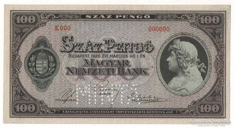 1926 100 pengő minta
