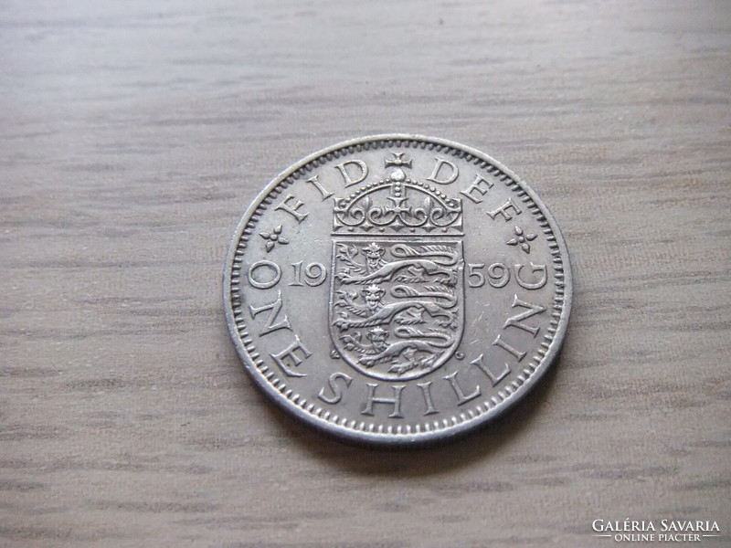 1 Shilling  1959   Anglia  ( Angol címer Három Oroszlán a Koronázási Pajzson  )