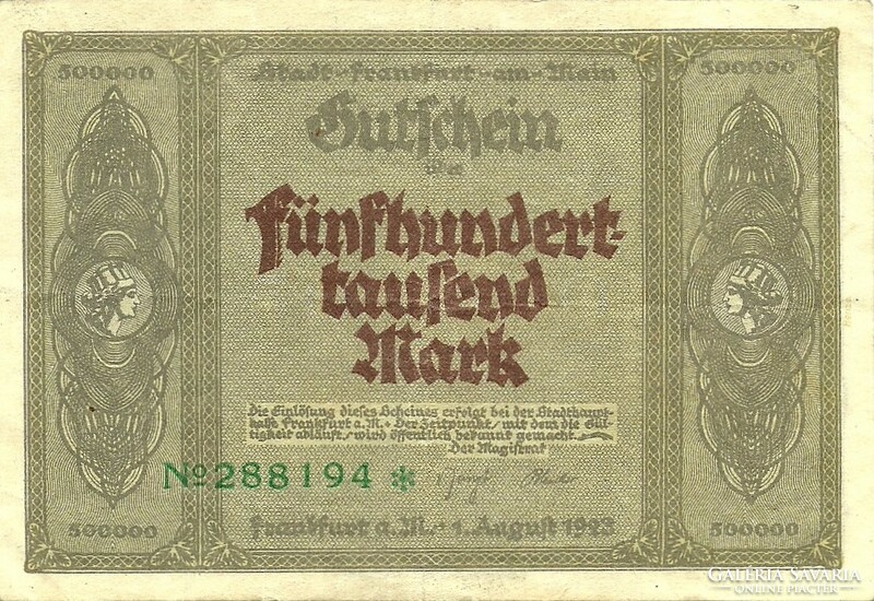 500 ezer márka 1923.08.01. Németország Frankfurt