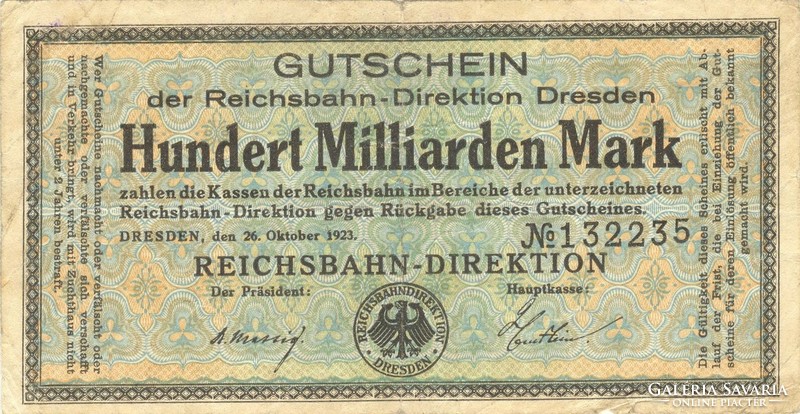100 billion marks 26.10.1923 Dresden, Germany