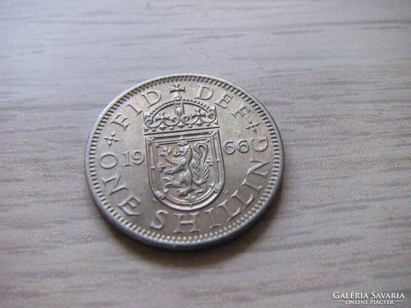 1 Shilling  1966   Anglia  ( Skócia címer  Balra néző Ágaskodó Oroszlán a Koronázási Pajzson   )