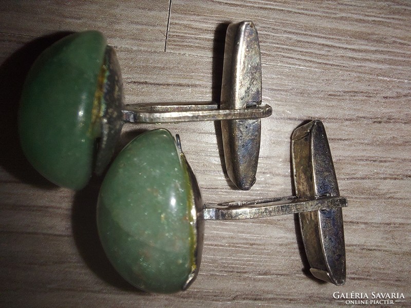 Pair of green stone cuffs