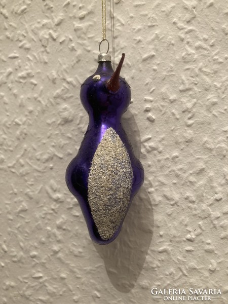 Purple glass penguin Christmas tree decoration