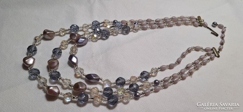 Three rows of old necklaces, string of pearls