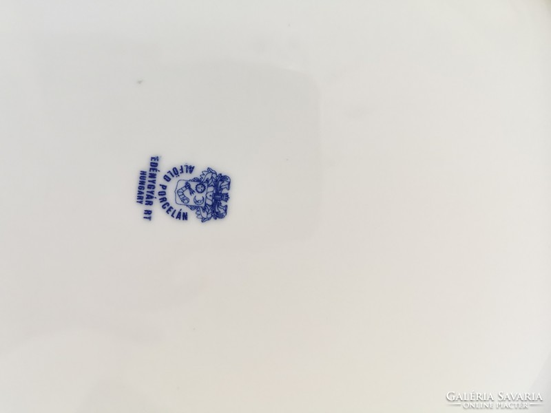Alföldi porcelán, kék csíkos lapostányér, átmérője 24 cm