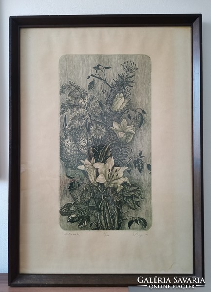 Nándor lajos Varga: lilies - etching