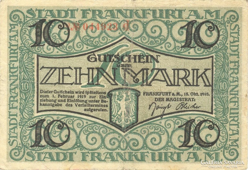 10 Marks 15.10.1918.. Frankfurt, Germany