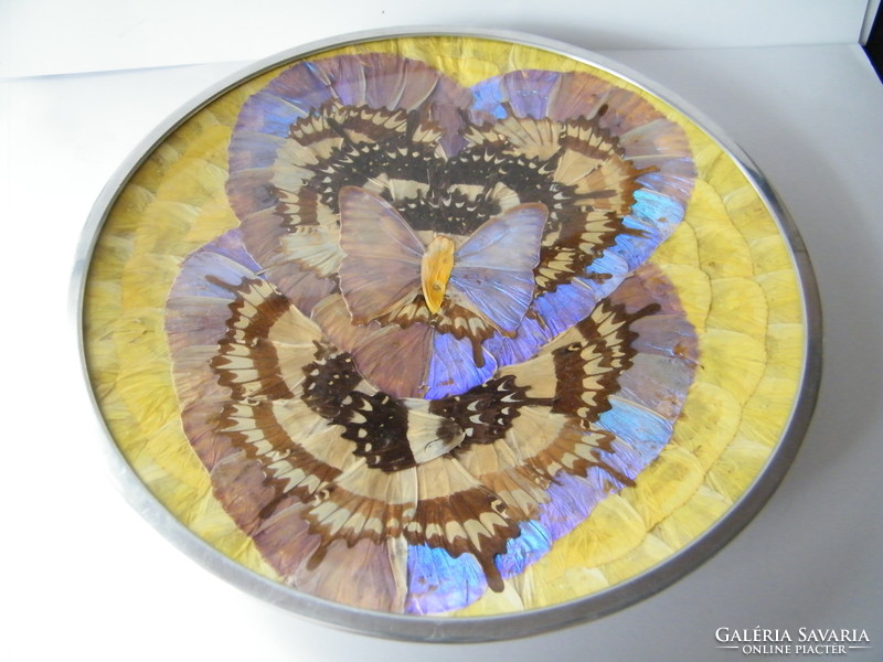 Iridescent butterfly wing ornate bowl, wall bowl in the condition shown in the pictures. 24 Cm in diameter.