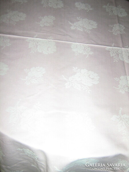 Beautiful antique vintage rosy pastel pink damask tablecloth