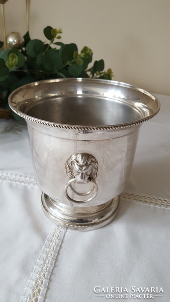 English, silver-plated lion head ice cube holder, ice bucket