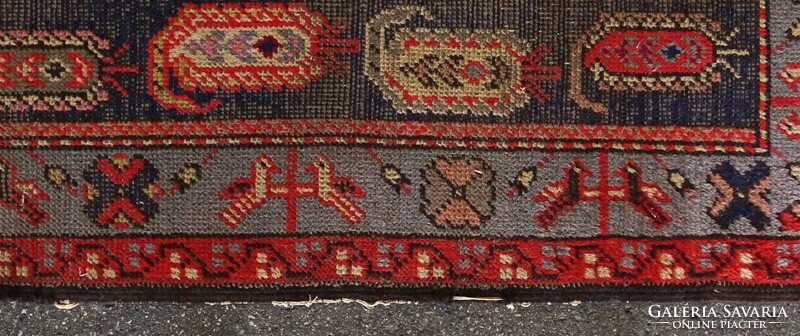 1K978 old red blue handwoven oriental bird pattern rug 107 x 206 cm