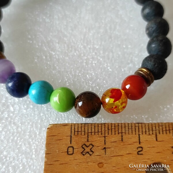 New lava stone chakra mineral bracelet (18cm when closed)