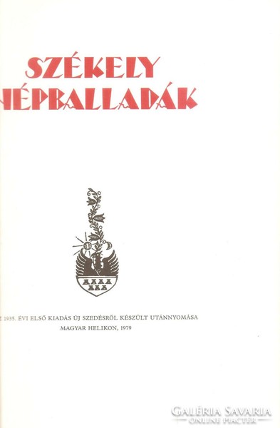Gyula Ortutay: Székely folk ballads 1979