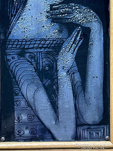 Kátai Mihály ezüstös portré tűzzománc kép (K0008)