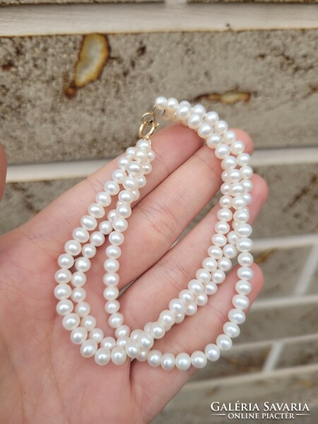 Antique 14k clasp 3-row true pearl bracelet (1)!