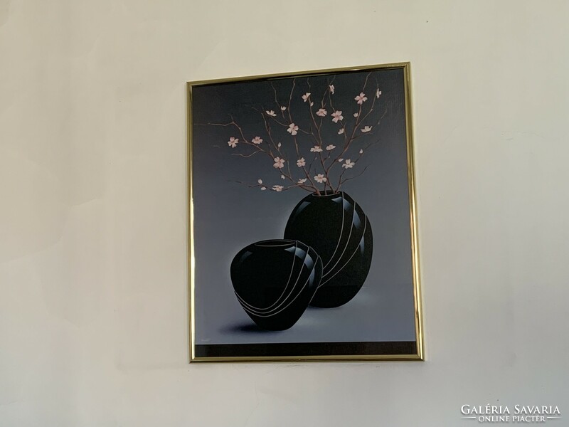 Retro wall picture wall decor with art deco vase and flower 50.5 x 40.5 cm also available in Budapest