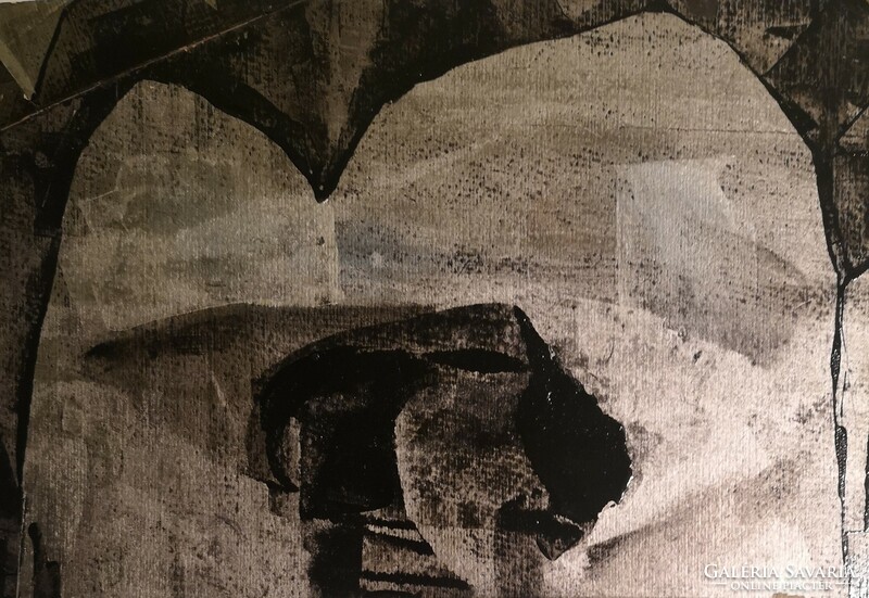 András Rác (1926-2013): sphinx. Painting.