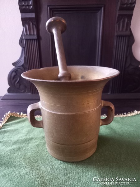 Antique copper mortar with crusher