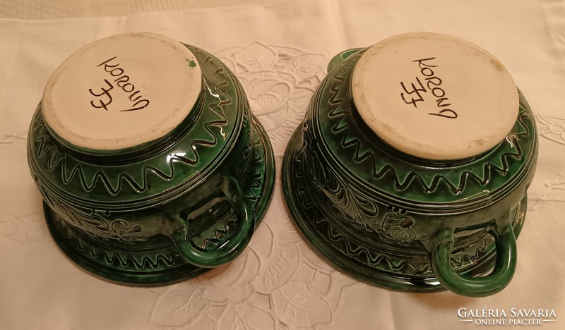 Korondi, zöld leveses / gulyásos tálkák (2 db)