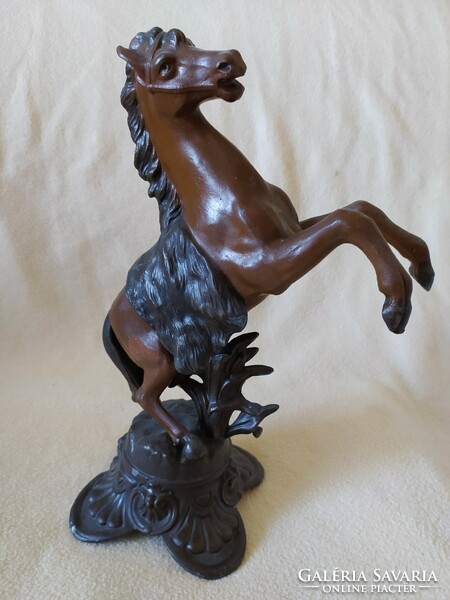 Antique horse statue, painted metal prancing horse 31 cm, 1.2 kg