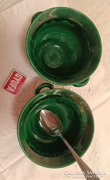 Korondi, zöld leveses / gulyásos tálkák (2 db)