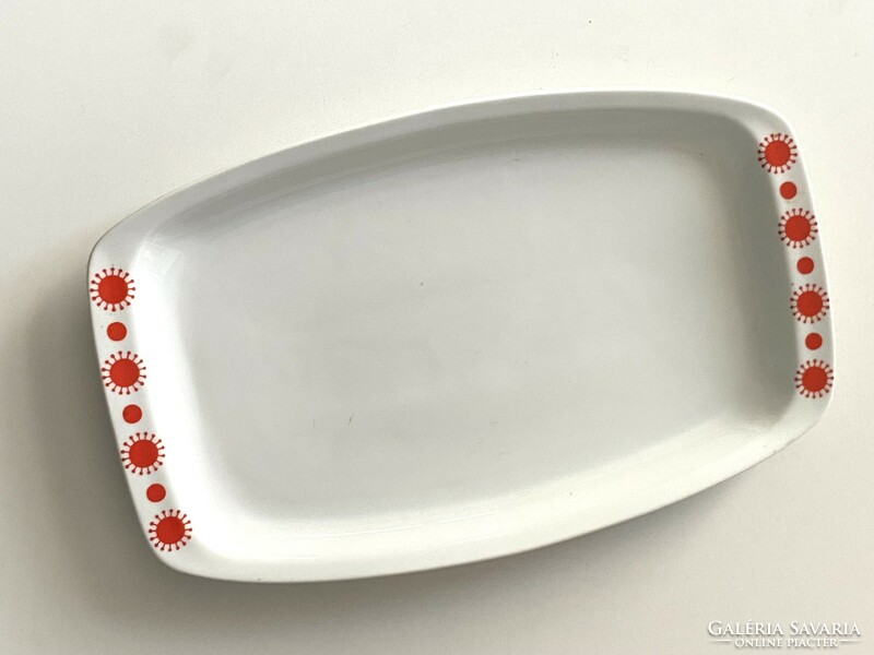 Alföldi centrum varia red sundial retro porcelain tray with red decor